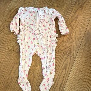 Caden Lane Pink Floral Ruffle Footie